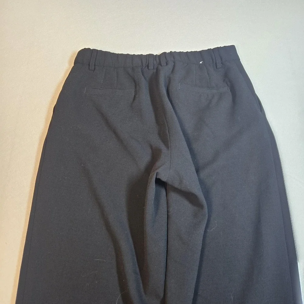 DKNY Dress Pants Women 4 Black Excellent Wide Leg Pleated Elastic Waist Trousers